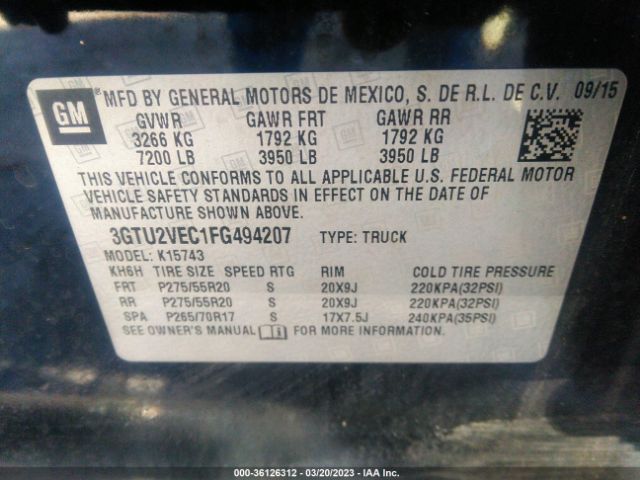 3GTU2VEC1FG494207 GMC Sierra 1500 Slt