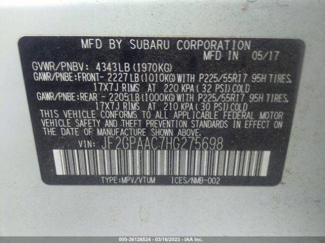 JF2GPAAC7HG275698 Subaru Crosstrek