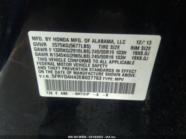 5FRYD4H42EB027763 Acura Mdx Tech Pkg