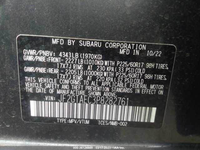 JF2GTAEC3P8282761 Subaru Crosstrek Premium