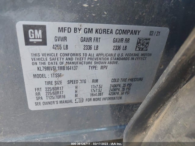 Chevrolet Trailblazer Activ 2021 KL79MVSL1MB164137 Image 9