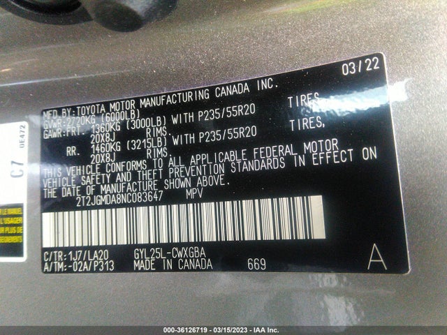 2T2JGMDA8NC083647 Lexus Rx Rx 450h