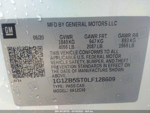 Chevrolet MALIBU LS 2020 1G1ZB5ST0LF128609 Image 9