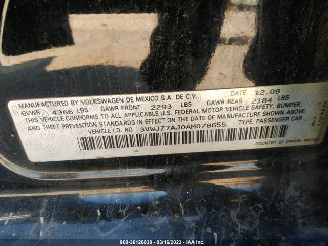 3VWJZ7AJ0AM078655 Volkswagen Jetta Sedan S
