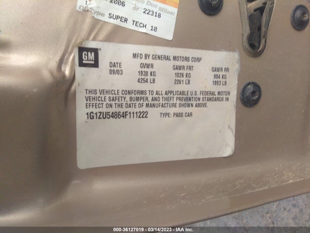 Chevrolet MALIBU LT 2004 1G1ZU54864F111222 Image 10
