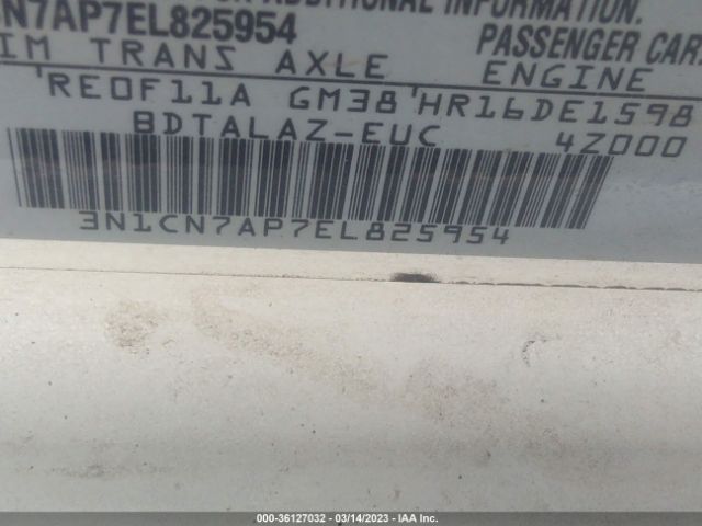 3N1CN7AP7EL825954 Nissan Versa S Plus