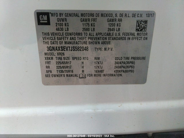 Chevrolet EQUINOX LT 2018 3GNAXSEV7JS582048 Image 9