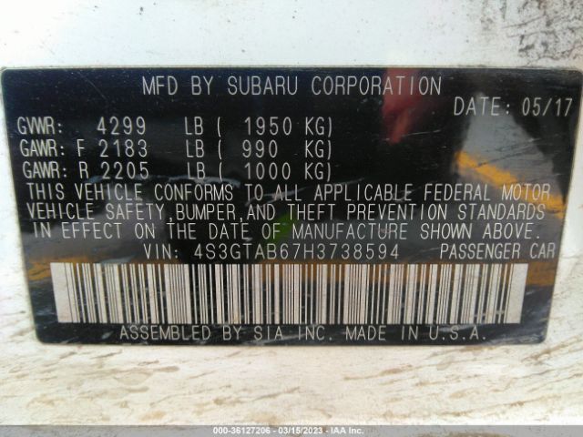 4S3GTAB67H3738594 Subaru Impreza Premium