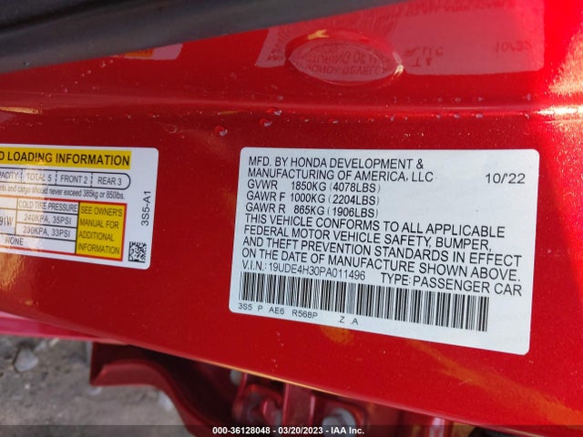 19UDE4H30PA011496 Acura Integra W/a-spec Package