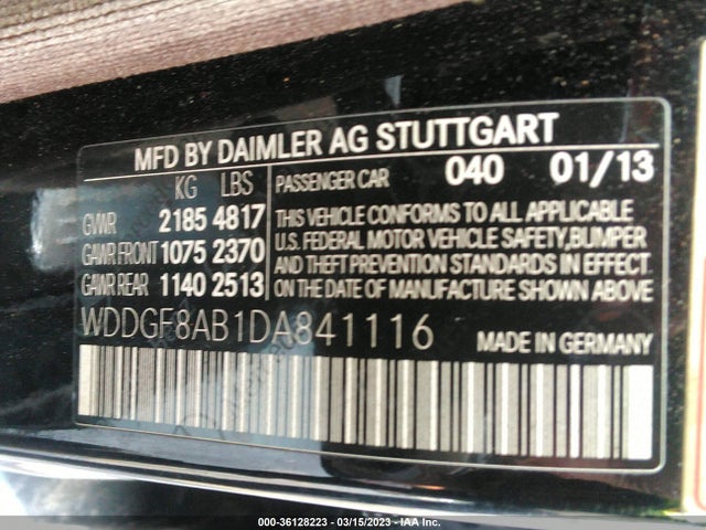 2013 MERCEDES-BENZ C-CLASS C 300 VIN: WDDGF8AB1DA841116