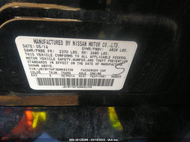 2014 INFINITI Q50 PREMIUM VIN: JN1BV7AP3EM692336