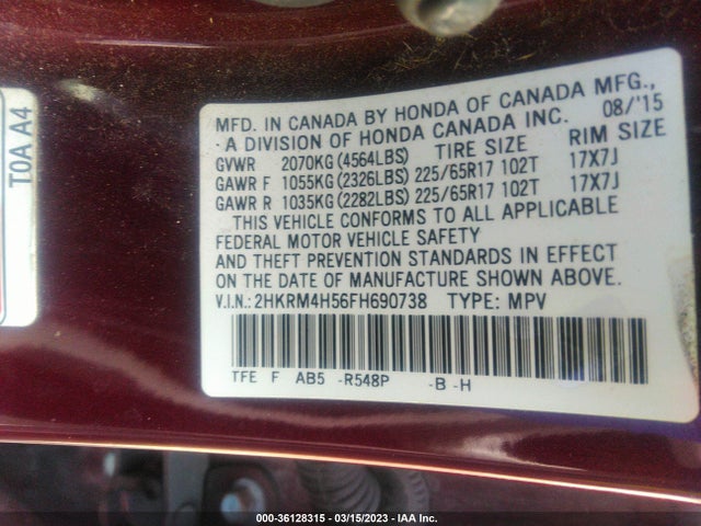 Honda CR-V EX 2015 2HKRM4H56FH690738 Image 9