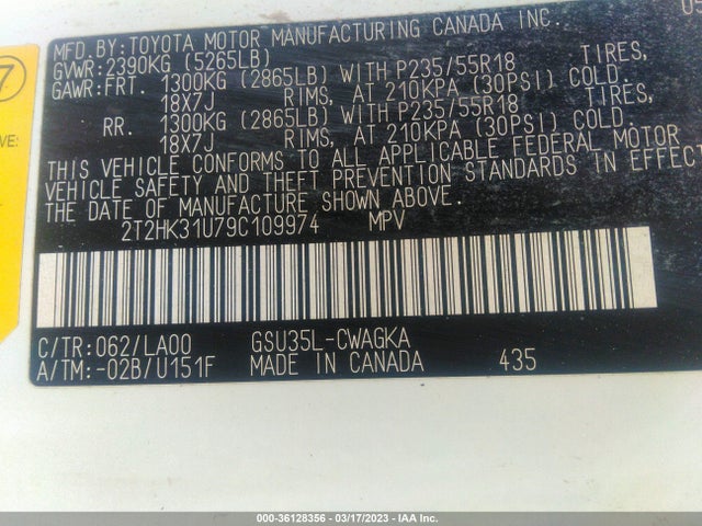 Lexus RX 350 2009 2T2HK31U79C109974 Image 10