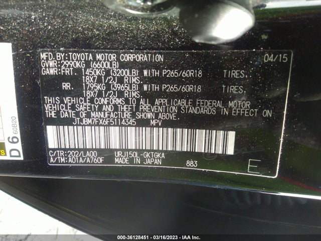 JTJBM7FX6F5114345 Lexus GX