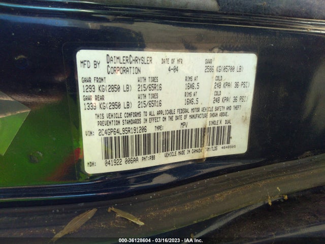 2C4GP64L95R191206 Chrysler Town & Country Limited