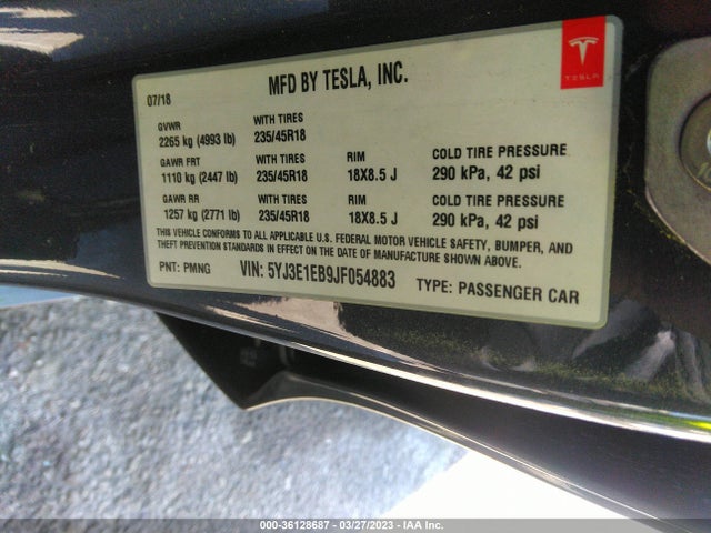 Tesla Model 3 Long Range 2018 5YJ3E1EB9JF054883 Image 10
