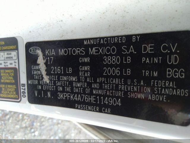 3KPFK4A76HE114904 KIA FORTE LX