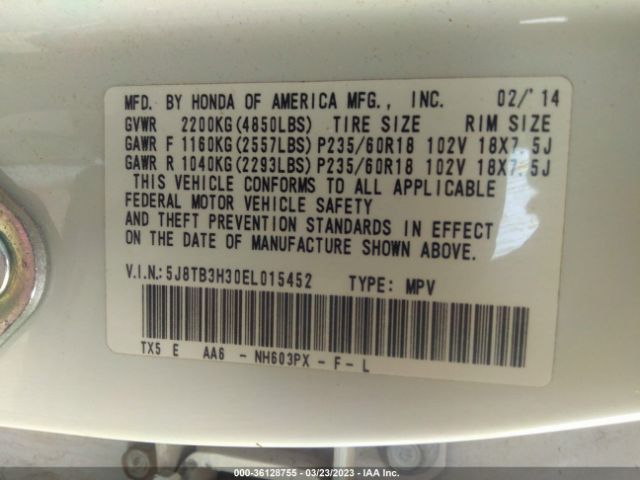 5J8TB3H30EL015452 Acura RDX