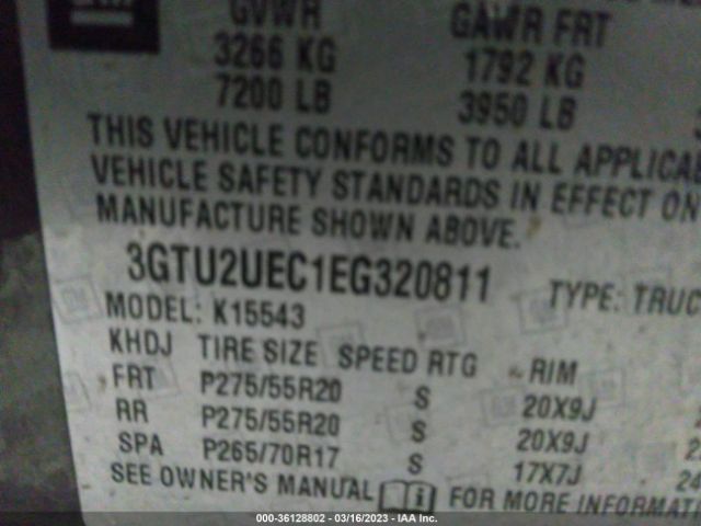 3GTU2UEC1EG320811 GMC Sierra 1500 Sle