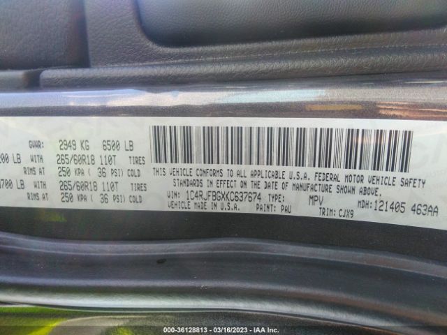 1C4RJFBGXKC637674 Jeep Grand Cherokee Limited