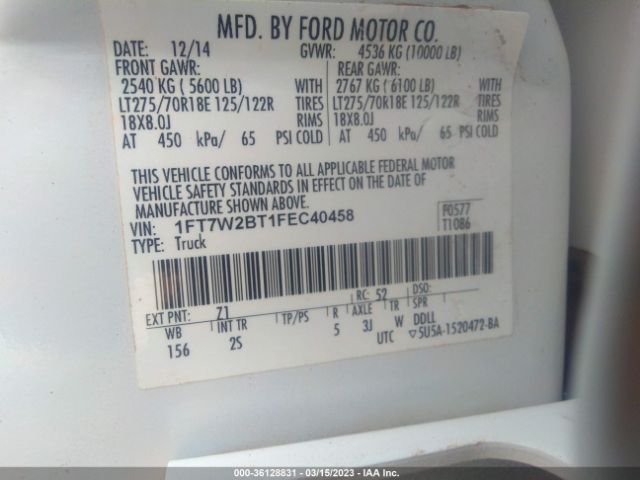1FT7W2BT1FEC40458 Ford Super Duty F-250 Srw Lariat/platinum