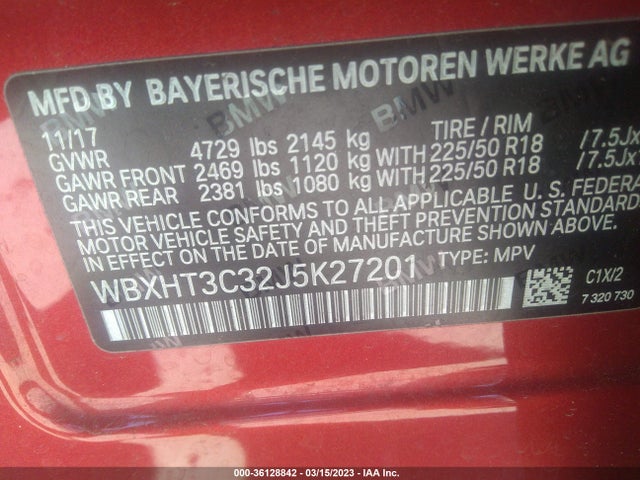 2018 BMW X1, VIN: WBXHT3C32J5K27201