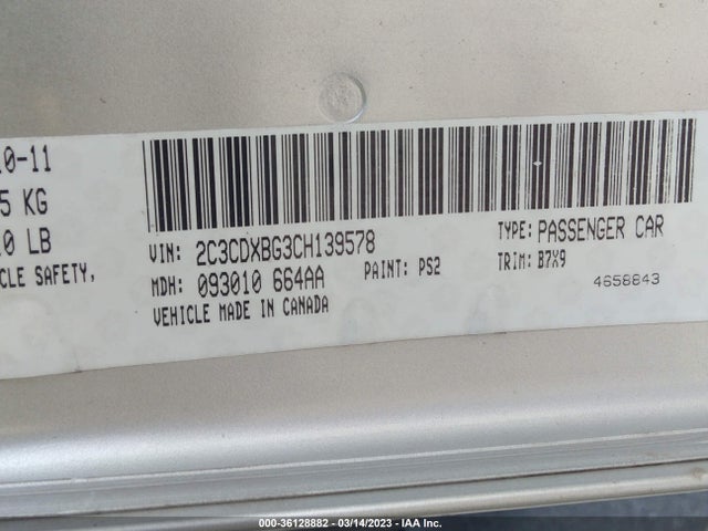 Dodge Charger Se 2012 2C3CDXBG3CH139578 Image 10