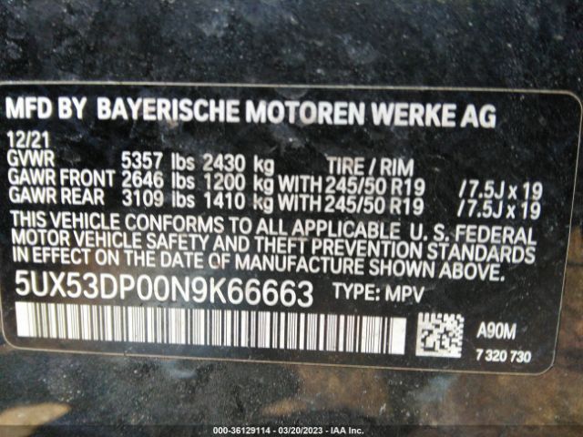 5UX53DP00N9K66663 BMW X3 Xdrive30i