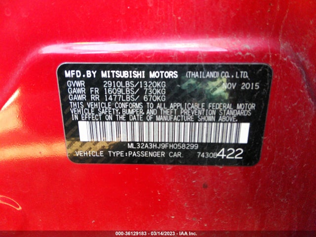 ML32A3HJ9FH058299 Mitsubishi Mirage De/rf