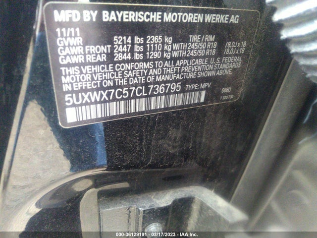 BMW X3 35i 2012 5UXWX7C57CL736795 Image 9