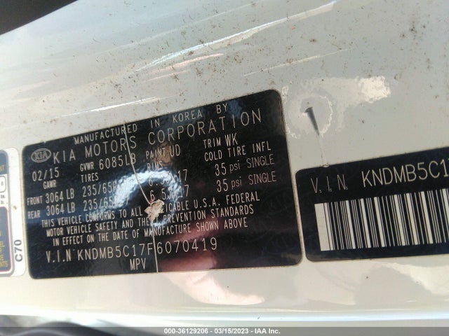 KIA SEDONA LX 2015 KNDMB5C17F6070419 Image 9