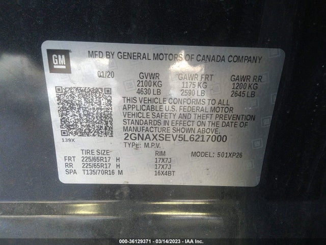 Chevrolet EQUINOX LS 2020 2GNAXSEV5L6217000 Image 9