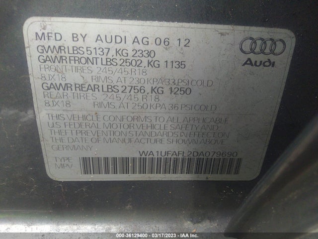WA1UFAFL2DA079690 Audi A4 ALLROAD