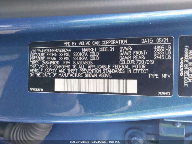 2021 Volvo XC40, VIN: YV4162UMXM2609244