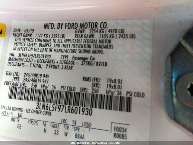 2020 Lincoln MKZ, VIN: 3LN6L5F97LR601930