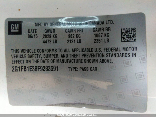 Chevrolet CAMARO LS 2015 2G1FB1E38F9283591 Image 11