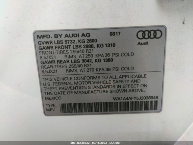 WA1A4AFY5J2038948 Audi Sq5 Premium Plus