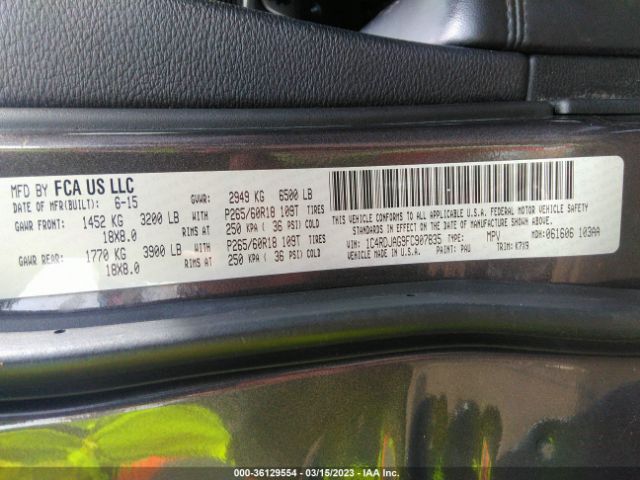 1C4RDJAG9FC907835 Dodge Durango Sxt
