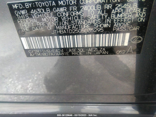 JTHBA1D25G5035295 Lexus IS 200T