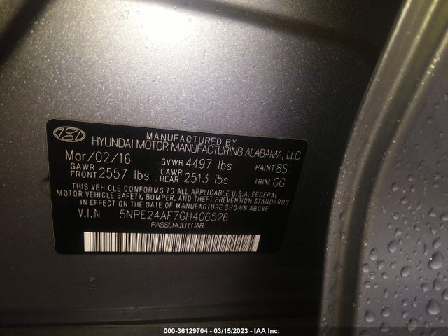 Hyundai Sonata 2.4l 2016 5NPE24AF7GH406526 Image 10