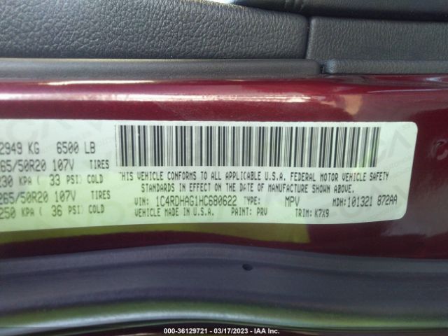 1C4RDHAG1HC680622 Dodge Durango Sxt