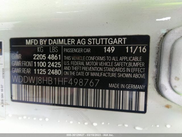 WDDWJ8HB1HF498767 Mercedes-Benz C-class Amg C 63 S
