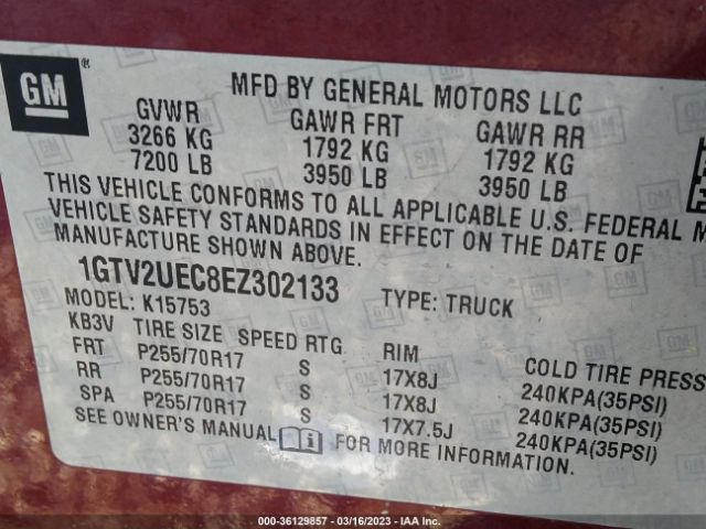 1GTV2UEC8EZ302133 GMC Sierra 1500 Sle