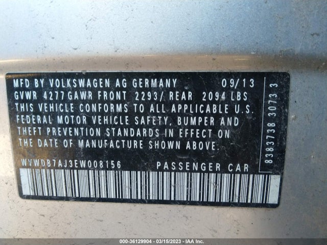 2014 Volkswagen Golf, VIN: WVWDB7AJ3EW008156