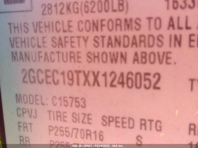 1999 CHEVROLET SILVERADO 1500 LS VIN: 2GCEC19TXX1246052