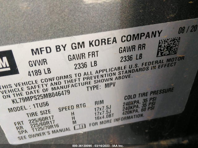 Chevrolet Trailblazer Lt 2021 KL79MPS25MB046479 Image 9