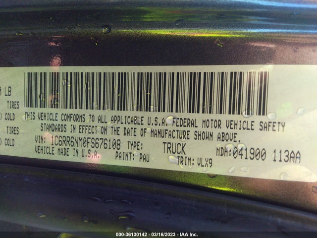 RAM 1500 Laramie 2015 1C6RR6NM0FS676108 Image 10