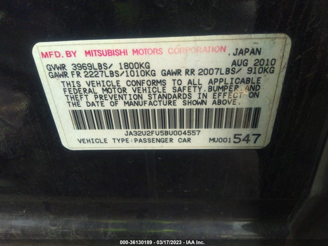JA32U2FU5BU004557 Mitsubishi LANCER ES
