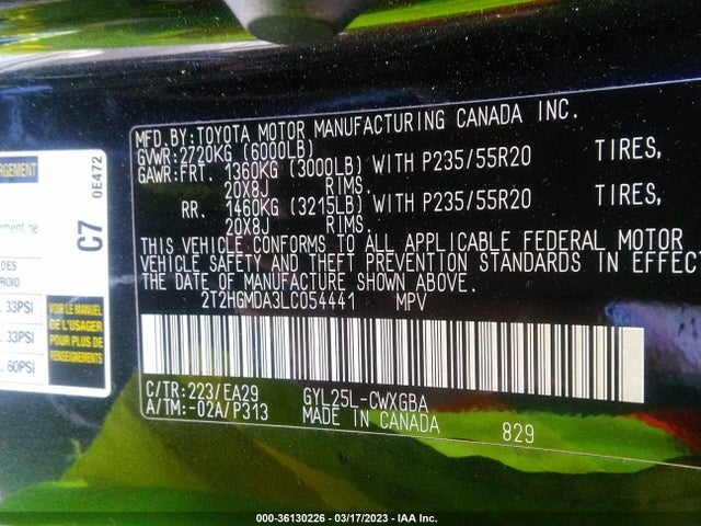 2T2HGMDA3LC054441 Lexus Rx Rx 450h