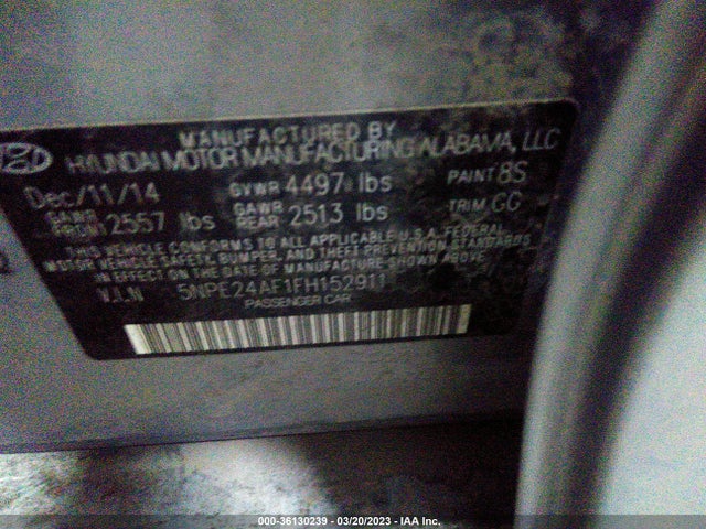 Hyundai Sonata 2.4l Se 2015 5NPE24AF1FH152911 Image 10